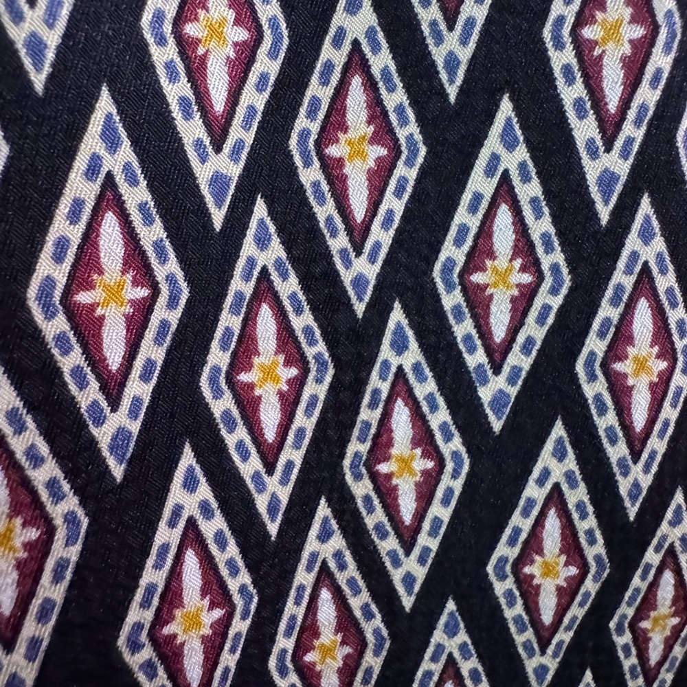 Imported Silk Tie - Unique Geometric Pattern, Colorful
